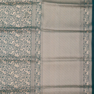 Peacock Blue Zariwork Pure Silk Saree