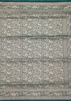 Peacock Blue Zariwork Pure Silk Saree