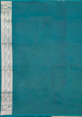 Peacock Blue Zariwork Pure Silk Saree