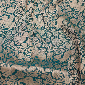 Peacock Blue Zariwork Pure Silk Saree