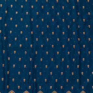 Peacock Blue Zariwork Raw Silk Unstitched Salwar Suit