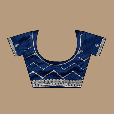 Peacock Blue Zariwork Satin Saree