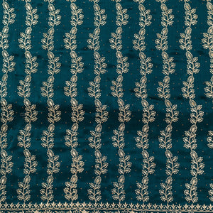 Peacock Blue Zariwork Semi Crepe Unstitched Salwar Suit
