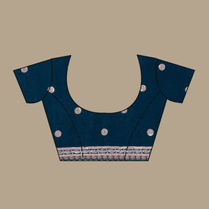 Peacock Blue Zariwork Velvet Saree