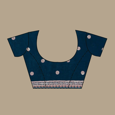 Peacock Blue Zariwork Velvet Saree