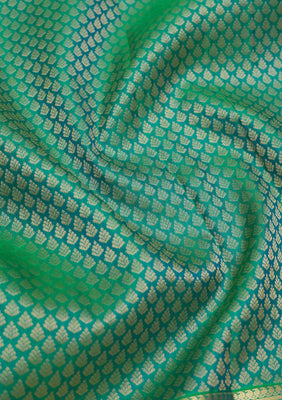 Peacock Green Zariwork Pure Silk Saree