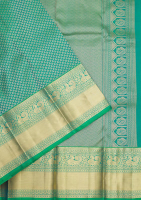 Peacock Green Zariwork Pure Silk Saree