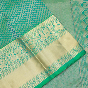 Peacock Green Zariwork Pure Silk Saree
