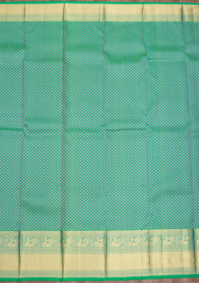 Peacock Green Zariwork Pure Silk Saree