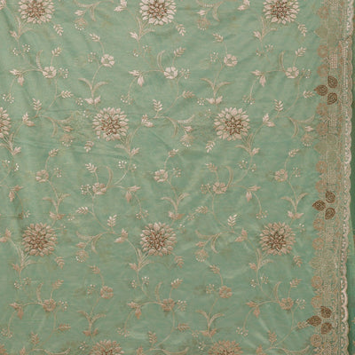 Sea Green Zariwork Tissue Saree