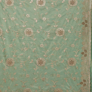 Sea Green Zariwork Tissue Saree