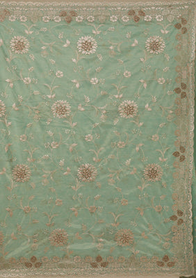 Sea Green Zariwork Tissue Saree