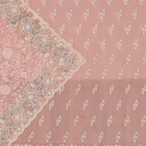 Pink Chiffon Semi Crepe Unstitched Salwar Suit
