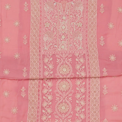 Pink Chikankari Georgette Unstitched Salwar Suit
