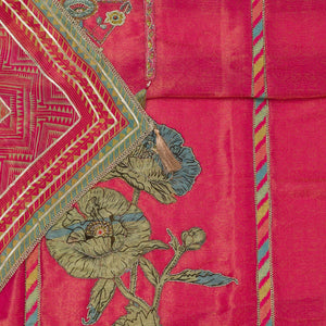 Pink Printed Semi Crepe Unstitched Salwar Suit