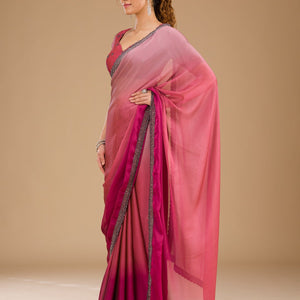 Pink Stonework Satin Saree