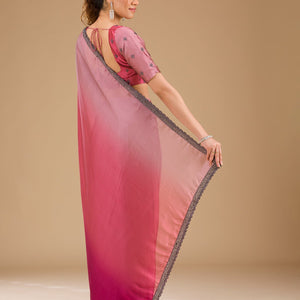 Pink Stonework Satin Saree