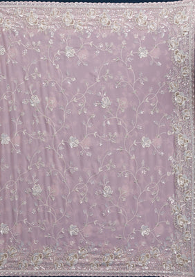 Pink Threadwork Georgette Saree