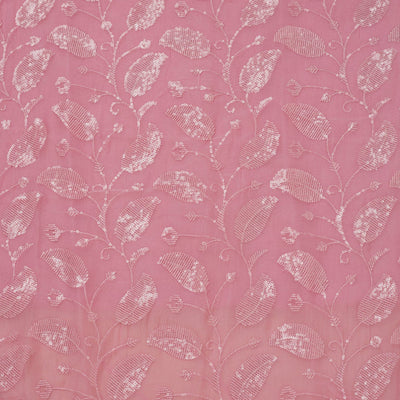 Pink Threadwork Organza Unstitched Salwar Suit