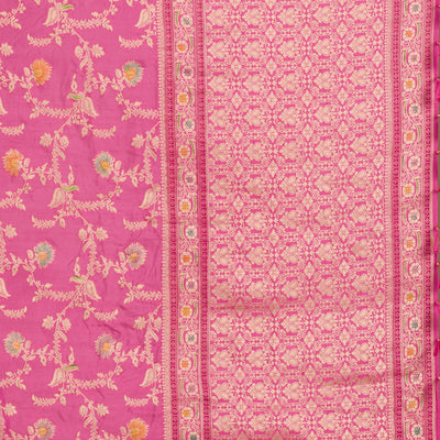 Pink Zariwork Banarasi Silk Saree