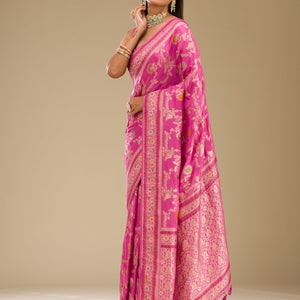 Pink Zariwork Banarasi Silk Saree