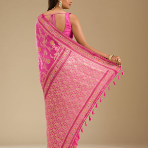 Pink Zariwork Banarasi Silk Saree