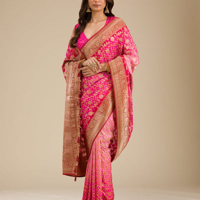 Pink Zariwork Georgette Saree