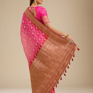 Pink Zariwork Georgette Saree