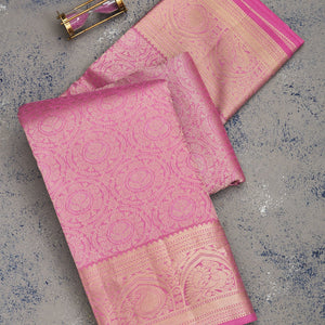 Pink Zariwork Pure Silk Saree