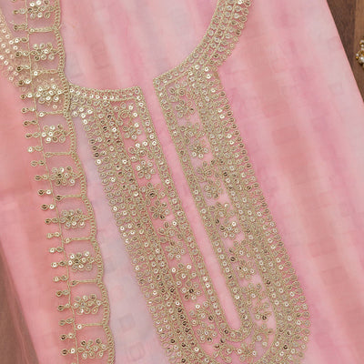Pink Zariwork Semi Crepe Unstitched Salwar Suit