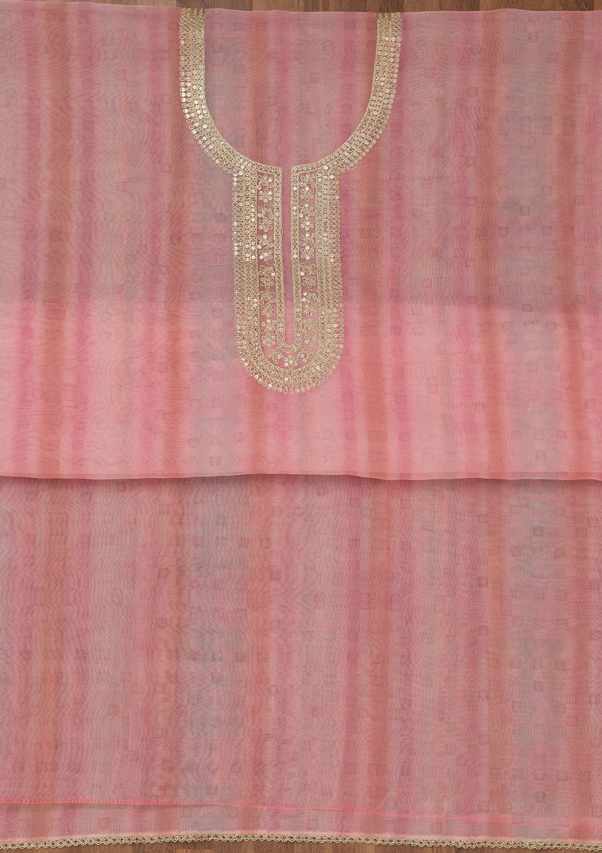 Pink Zariwork Semi Crepe Unstitched Salwar Suit
