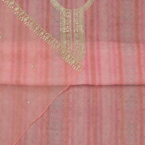 Pink Zariwork Semi Crepe Unstitched Salwar Suit
