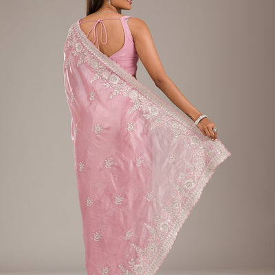 Pink Zariwork Tissue Saree