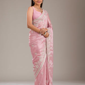 Pink Zariwork Tissue Saree