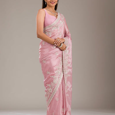 Pink Zariwork Tissue Saree