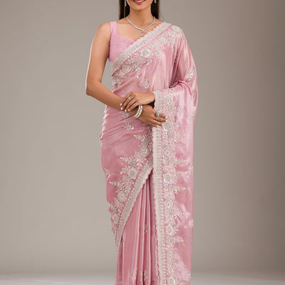 Pink Zariwork Tissue Saree