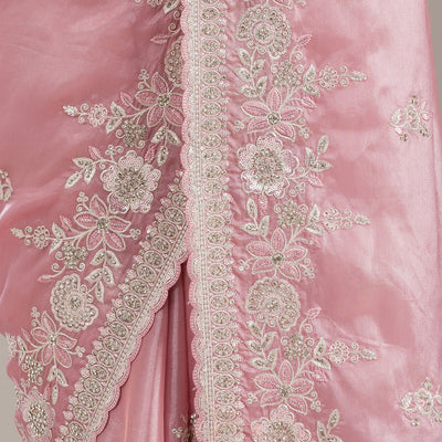 Pink Zariwork Tissue Saree