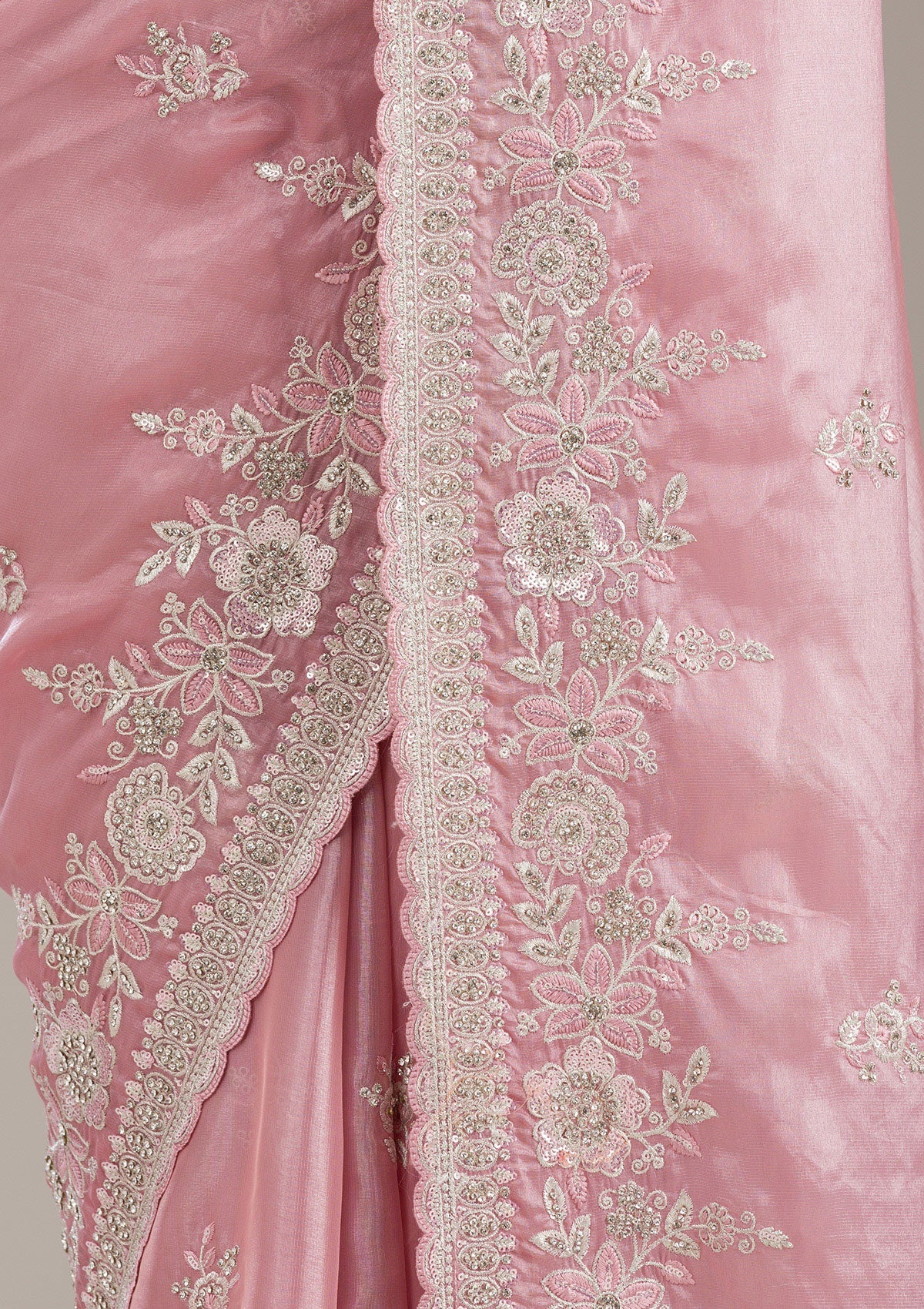 Pink Zariwork Tissue Saree