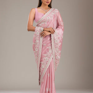 Pink Zariwork Tissue Saree