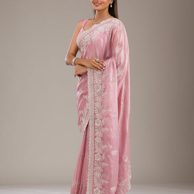 Pink Zariwork Tissue Saree