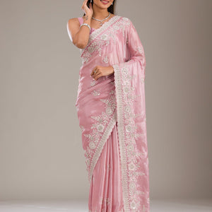 Pink Zariwork Tissue Saree