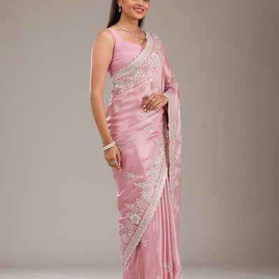 Pink Zariwork Tissue Saree