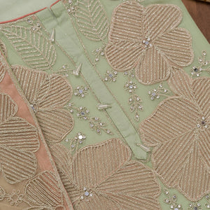 Pista Green Threadwork Georgette Unstitched Salwar Suit