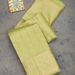 Pista Green Zariwork Pure Silk Saree