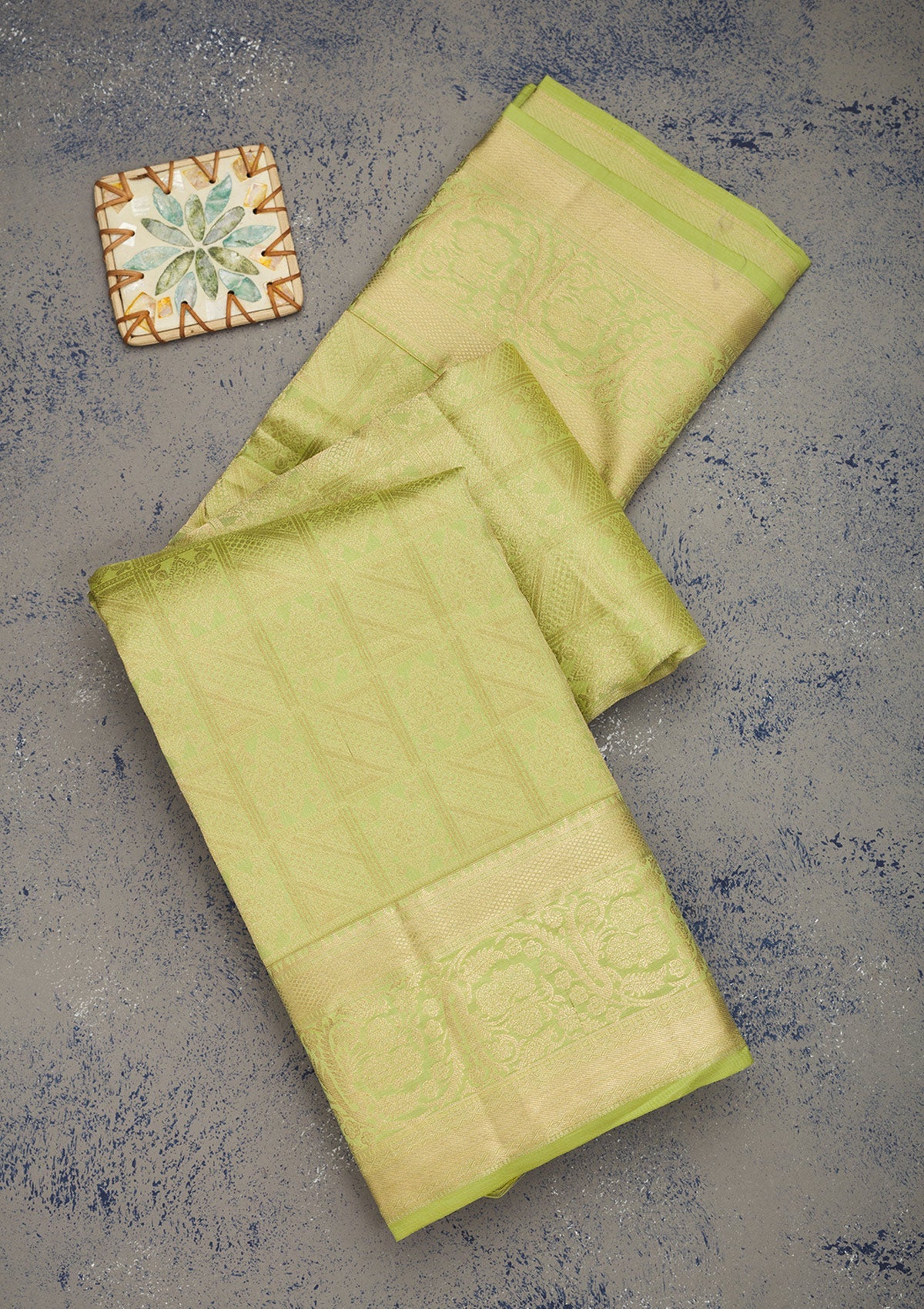 Pista Green Zariwork Pure Silk Saree