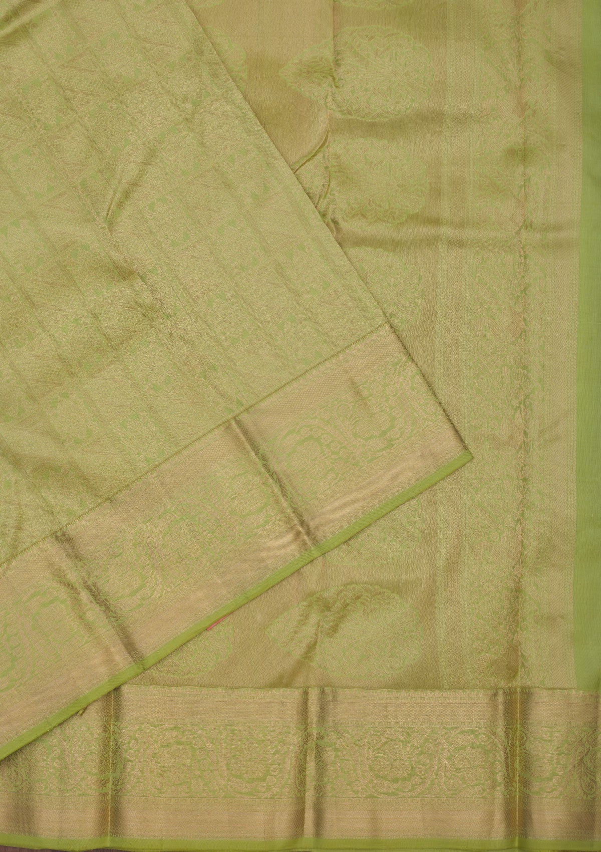 Pista Green Zariwork Pure Silk Saree