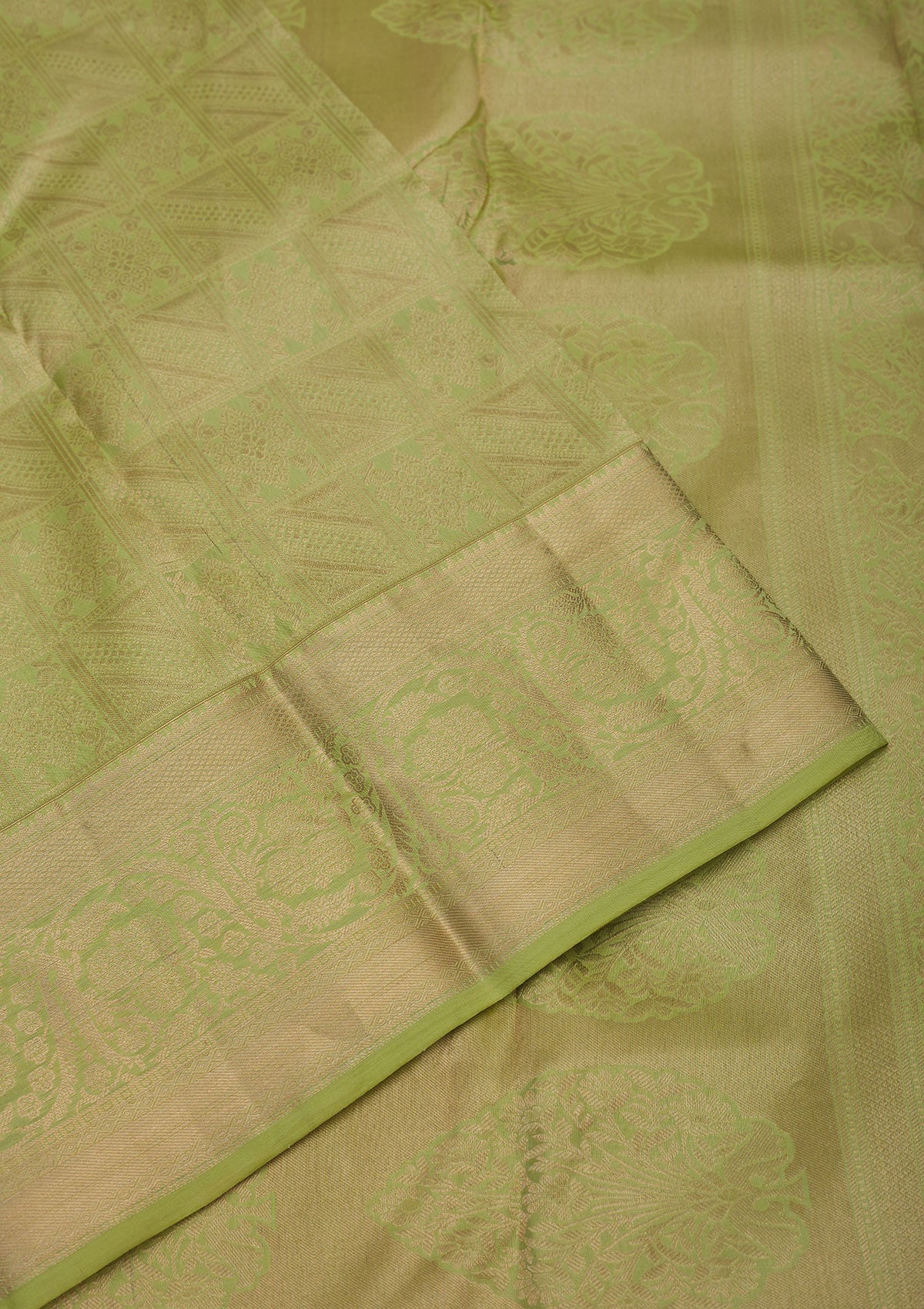Pista Green Zariwork Pure Silk Saree