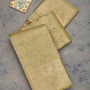 Pista Green Zariwork Pure Silk Saree