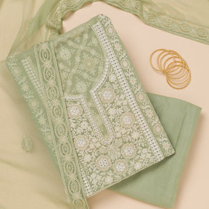 Pista Green Chikankari Georgette Unstitched Salwar Suit