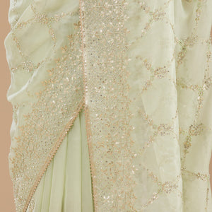 Pista Green Gotapatti Tissue Saree